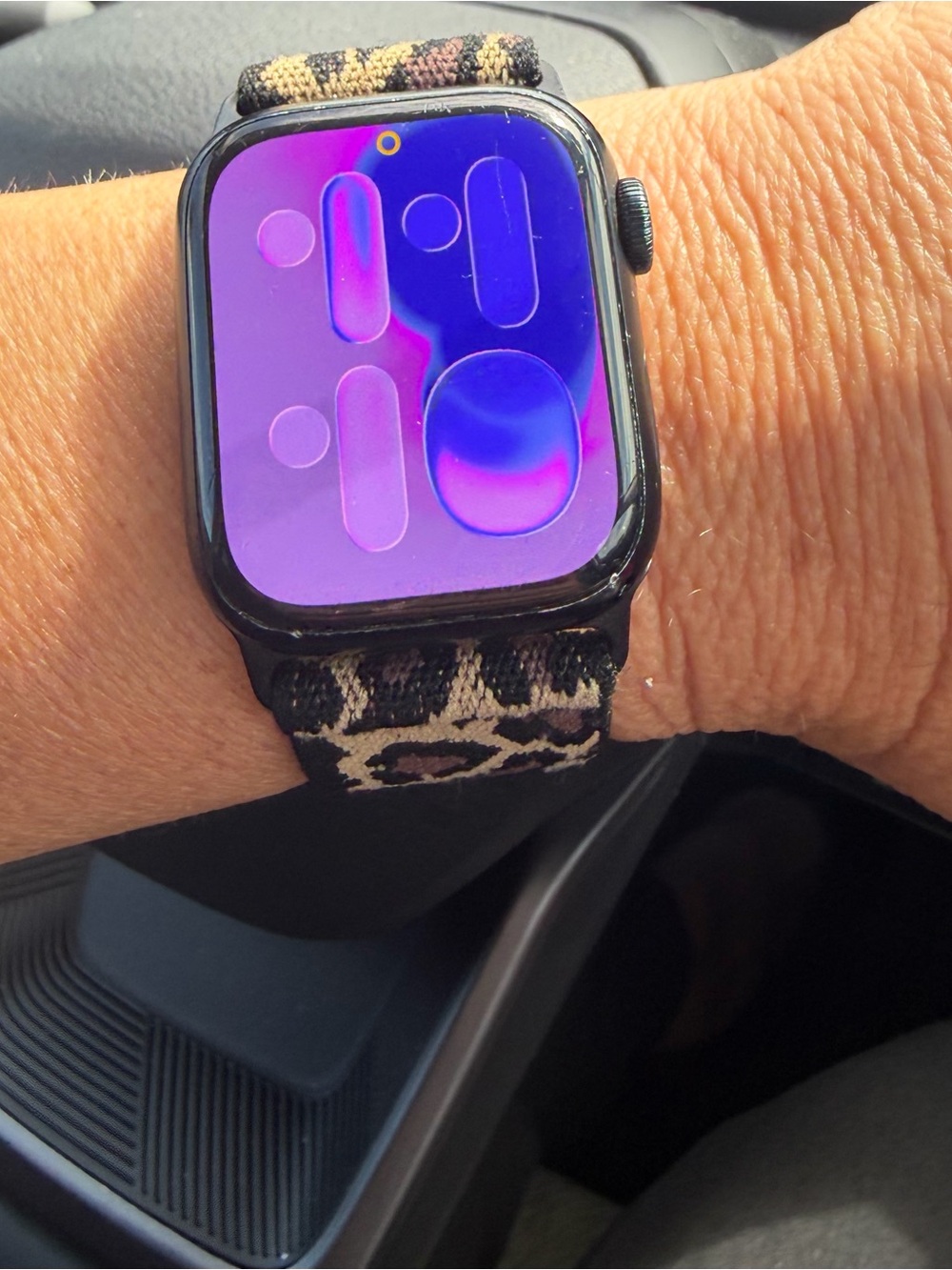 Apple Watch with Black Case and Leopard Sport Loop